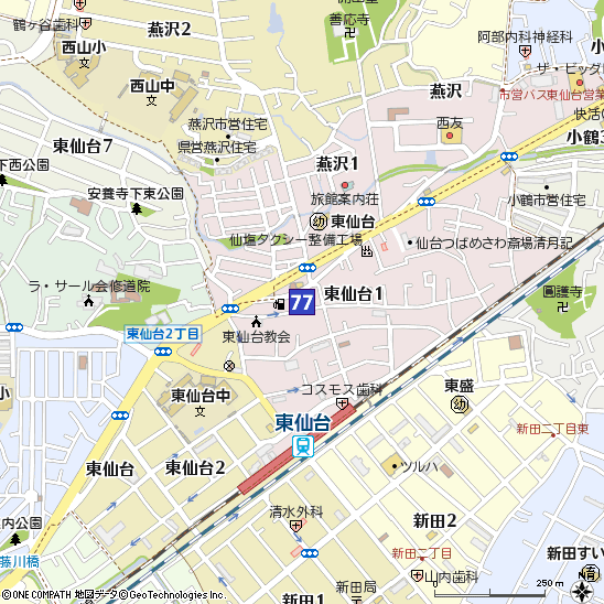 東仙台支店付近の地図